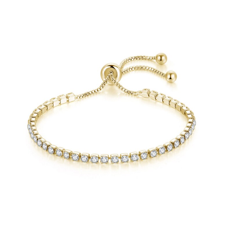 Charm Bracelets For Women Girls Party White Gold Small CZ Stone Adjustable Bridal Jewelry DWH095M: H096