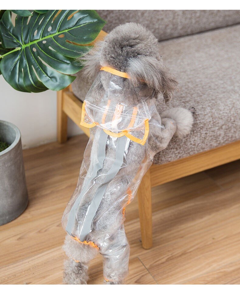 Transparent Raincoat with Hat Waterproof Dog Puppy Rain Coat Pet Raincoats For Small Dogs Pets Clothes Schnauzer Yorkie XPC02: Orange / XL