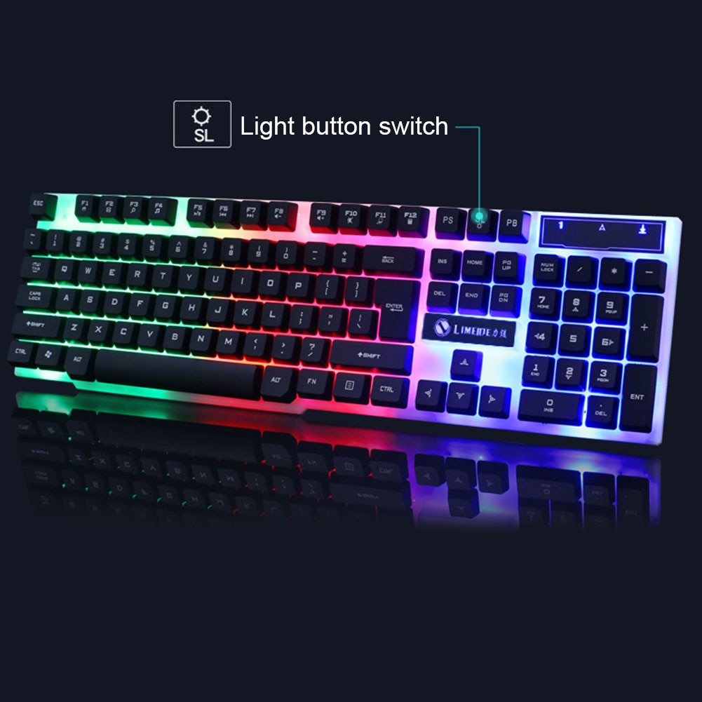 Einglish usb wired 104 key keyboard mouse combo set led backlight for notebook laptop desktop gaming pc office supplies möss