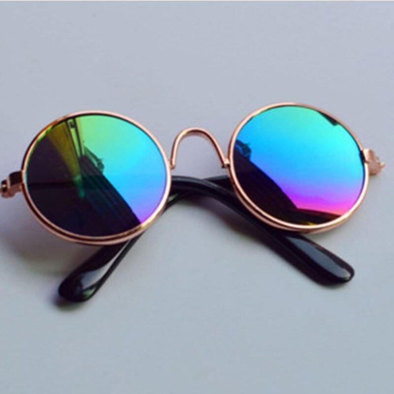1 PC Pet Kat Hond Bril Schattige Ronde Bril Huisdier Producten Voor Kleine Hond Kat Eye-wear Hond Zonnebril foto's Huisdier Accessoires: Gold frame color