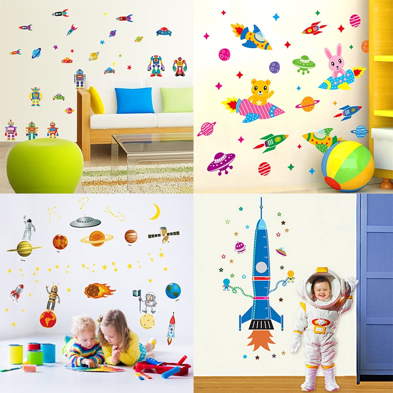 Zs-sticker, raket, muurstickers, kinderkamerdecoratie, ruimteraket, vinyl, kinderkamersticker, babykamerdecoratie