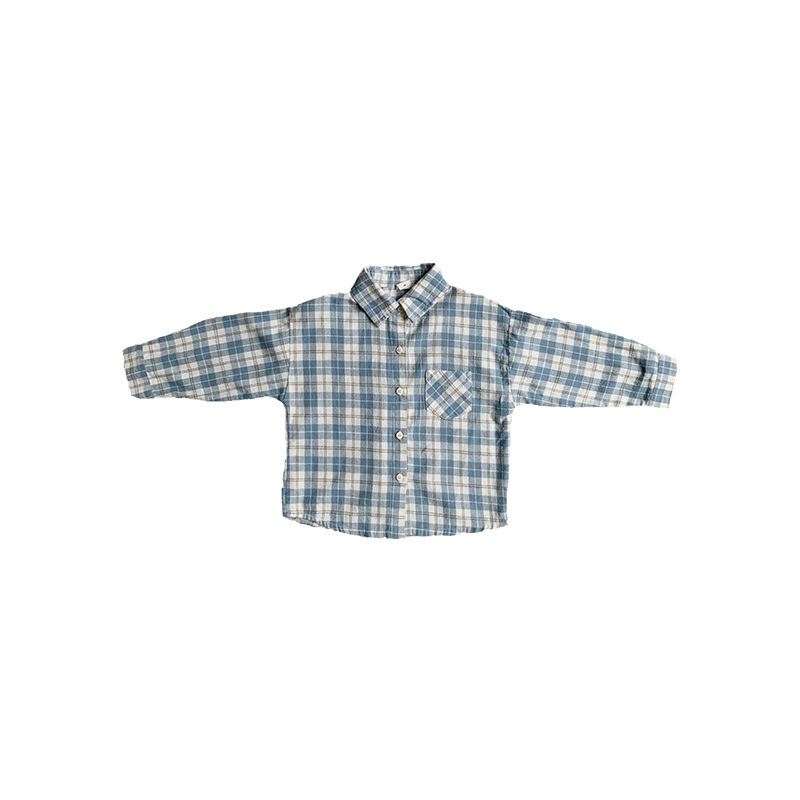 Camicia per bambini 2021 autunno coreano nuovi bambini indossano camicia casual reticolare blu per ragazzi e ragazze