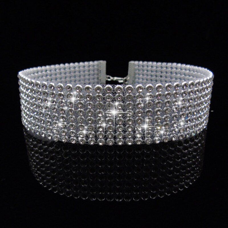 Peacock Star ultra-luxury Trendy Wedding Party Prom Choker Necklace 8 Row Stretch Crystal Rhinestone Women's jewelry: D 8 rows of drills