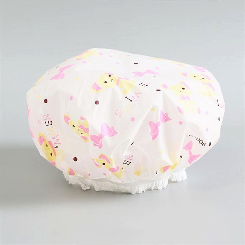 Waterproof Shower Cap Elastic Thicken Bathing Cap Bathing Hat For Women Spa Bathing Hair Salon Bathroom Shower Cap: B