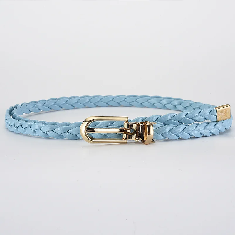 Ceinture tressée pour femmes, avec boucle dorée, ceinture fine décontractée pour étudiantes, accessoires de vêtements pour dames: vert militaire