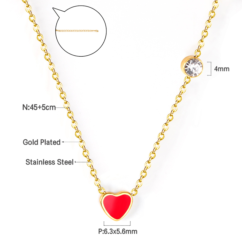 LUXUKISSKIDS Red Heart Charms Pendant Necklace Y2K Cute Tiny Love Heart Choker Babygirls Stainless Steel Jewelry Christmas: Blue Zinc Plated