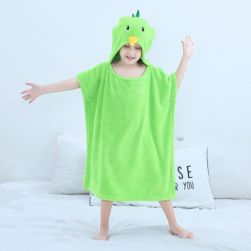 Toalla de baño con capucha de terciopelo Coral para el cuidado del bebé, mantas de animales para niños pequeños, Poncho, toallas, cosas, bonita Toalla de baño con capucha, paño de baño: Green bird