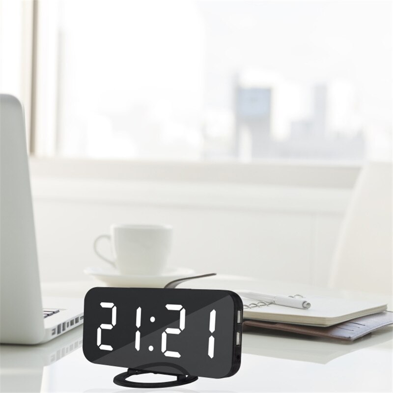 Multifunktions Digitale Wanduhr Mit Zwei Android iPhone iPad USB Kabel Ladung Elektronische Schlummern Wecker Tisch Uhr часы
