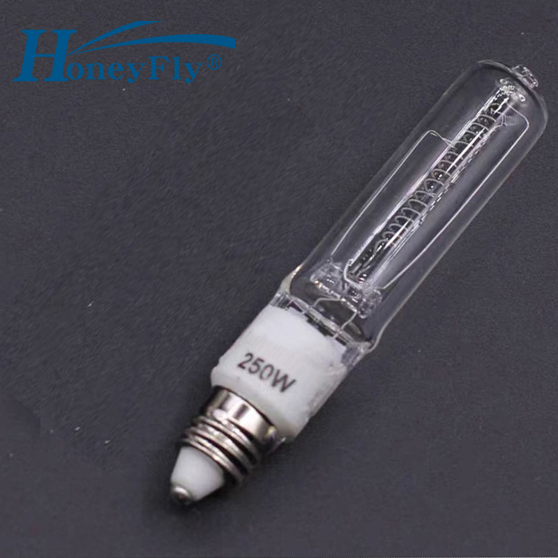Honeyfly jd  e11 halogenpære til fotografering 250w 3000k 220v studiolampe blitslys keramisk vertikal glødetråd