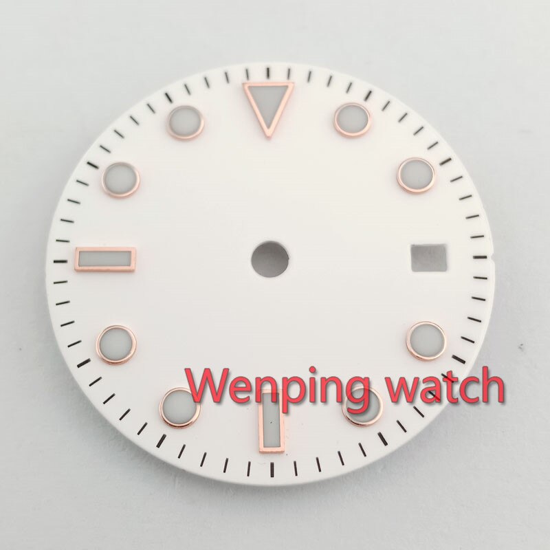 28.5MM white Sterile Watch face + watch hands golden rose Gmt hand Fit mingzhu dg3804 movement P510(16)