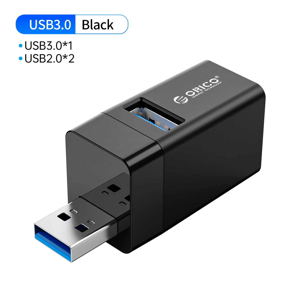 Orico Usb 3.0 Hub Notebook Draadloze Usb Splitter 3-Poort Laptop Extender Pc Computer Usb 2.0 Lading Hub Voor Laptop Accessoires: Black