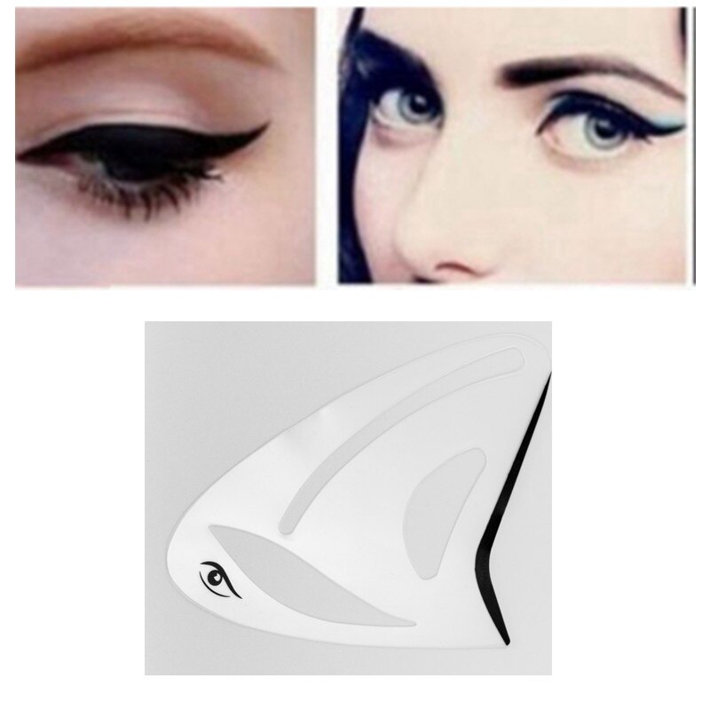 2 stk eyeliner øjenskygge stencil 3 in 1 katteøjne kosmetisk værktøj kort kat eyeliner form skabelon model værktøj øjenbryn makeup værktøj