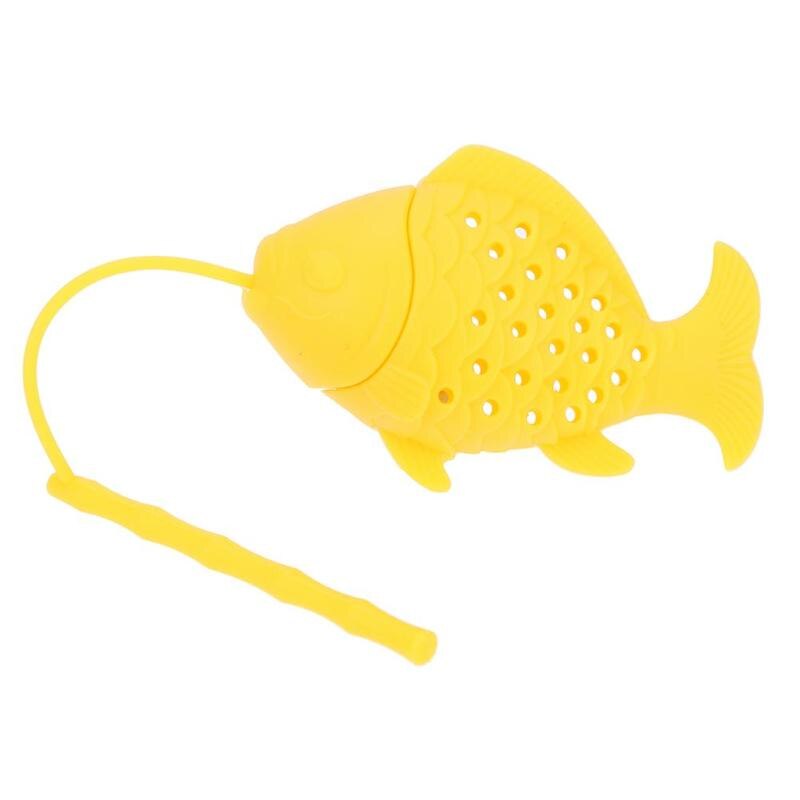 Fiskeform te infuser fødevarekvalitet silikone krydderi urtete si løs blad filter te infuser kugle tilbehør: Gul