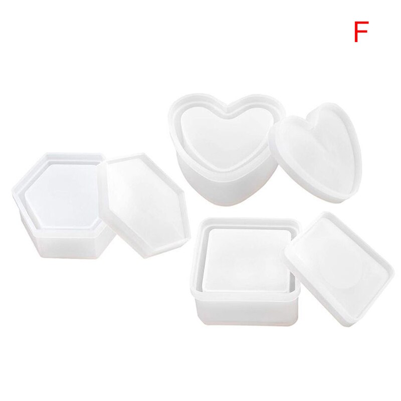 Box Resin Molds Jewelry Box Molds Square/Round/Hexagonal/Heart/Flower Shape DIY Storage Box Silicone Resin Molds VDX99