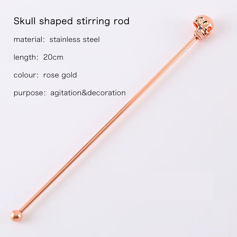 Bar Soul Stirrer 304 Stainless Steel Cocktail Coffee Juice Milk Drinkware Stirring Rod Mixing Spoon Bar Tools: skull rose gold