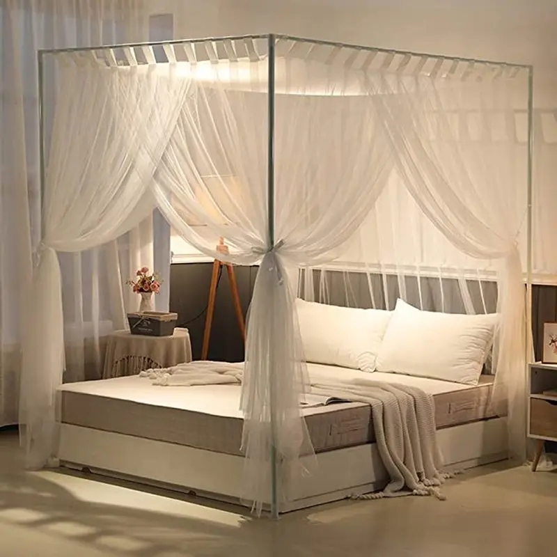 Simple 4 Corners Post Curtain Bed Canopy Bed Frame Canopies Net Bedroom Decoration Accessories Mosquito Net
