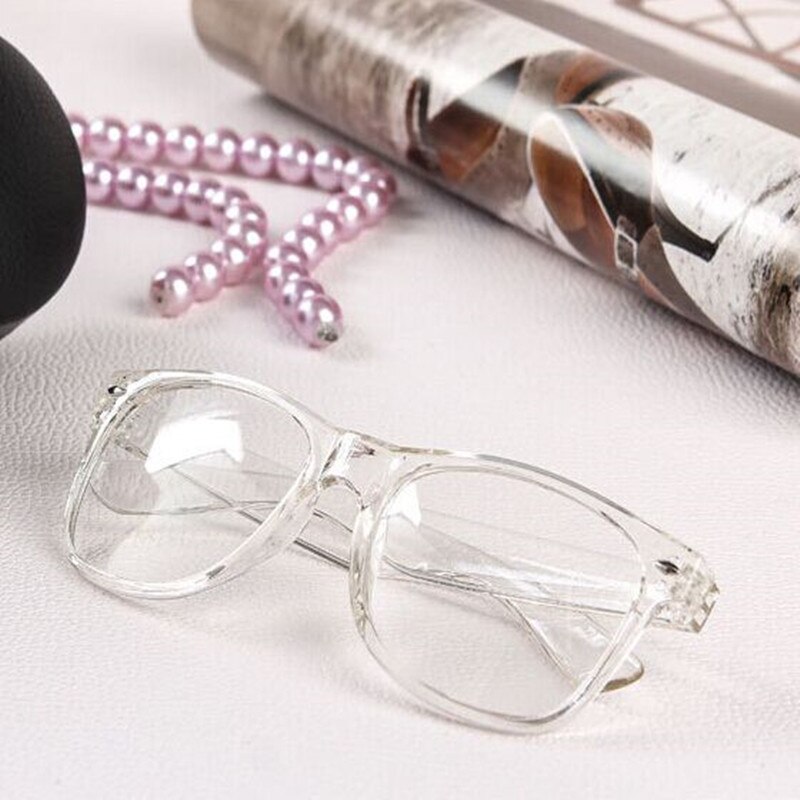 Mayitr 1pc Nerd Clear Glasses Clear Lens Geek Glasses 16 Colors Plain Mirror Plastic Full frame Eyeglasses Eyewear: clear