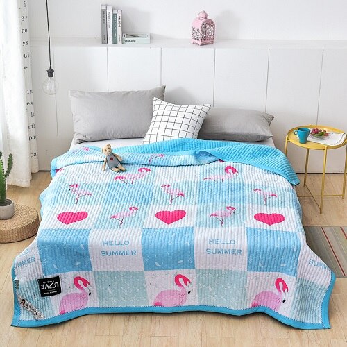 Met de hand gestikte multifunctionele quilt of deken decoratie slaapkamer voor thuis om een goed leven te brengen: Tweeling / Blauw en wit