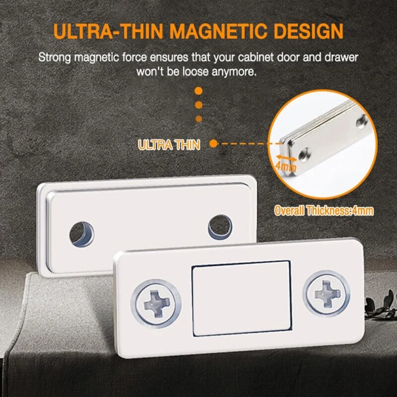 Invisible Magnetic Door Stop Punch-free Strong Anti-loose Door Closer Furniture Cabinet Catch Latch Door Magnetwith Screws