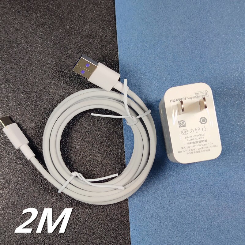 40W charger Original Huawei Super charge EU US 1M 1.5M 2M 5A Type C cable for P40 + PRO P30 P20 Mate 30 x 20 MAX Nova 4 5 5t: US  charger 2M cable