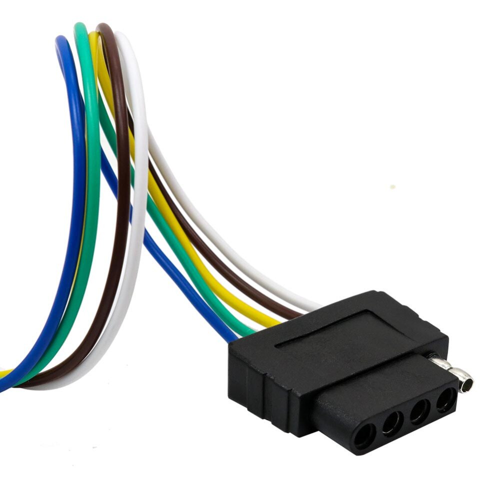 TIROL 5-Way Flat Trailer Wire Harness Extension Connector Socket with 36 inch Cable Length End Connector T24512b