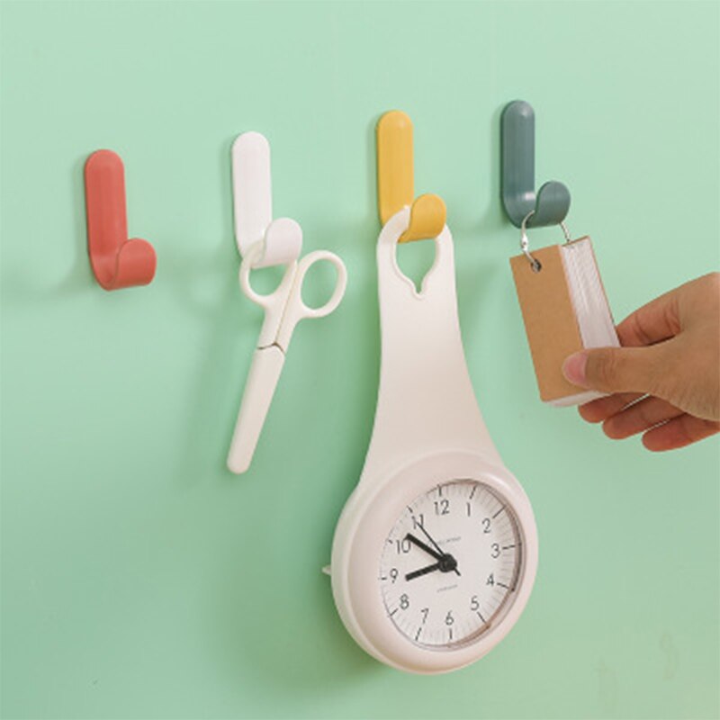 4pcs/set Towel Hooks Plastic Door Hangers Self Adhesive Wall Hangers Hat Racks Keys Hanger Home Decor Organizer Storage