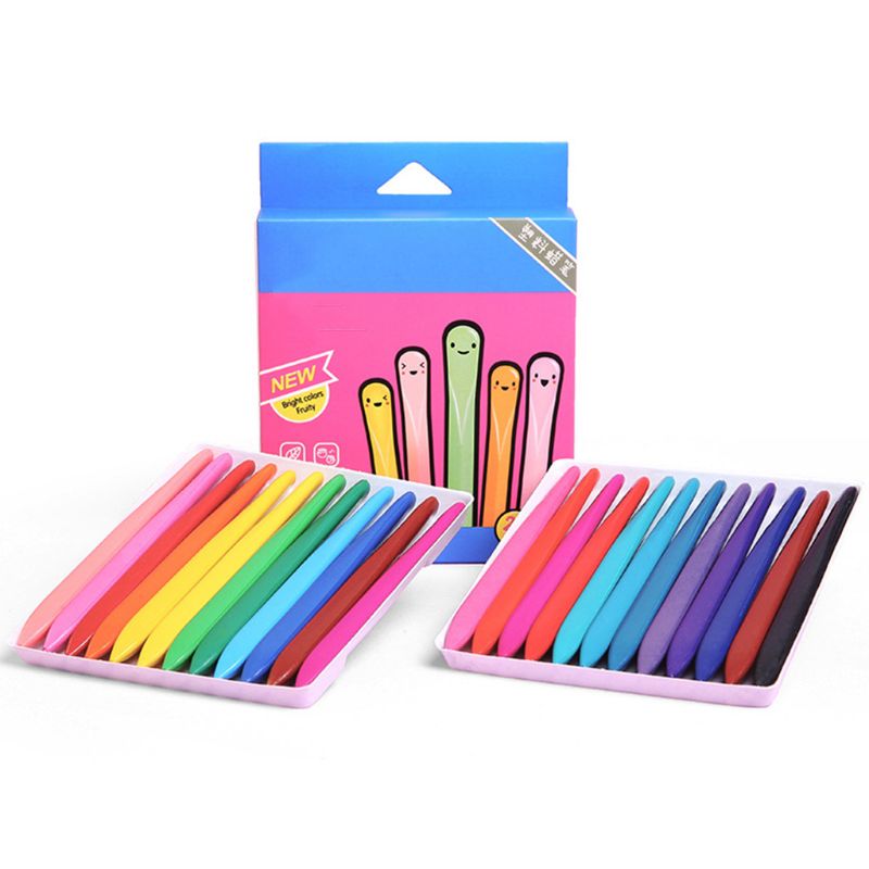 Caja de ceras de colores para niños pequeños, lápiz triangular de cera no tóxica, herramienta de educación temprana, 24 unids/caja