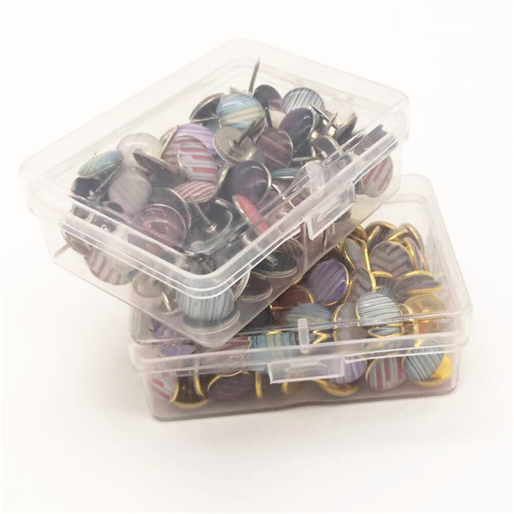 120pcs/box Push Pins Thumb Thumbtack Board Big Head Push Needle Pins Drawing Photo Wall Studs Office School Supplies
