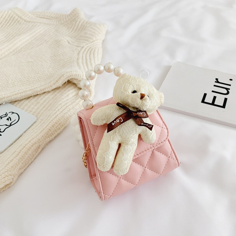 Meisjes Mini Handtas Kinderen Schoudertas Mode Bloem Klinknagel Glitter Metalen Ketting Emmer Kid Flap Bag Shiny Party Baby Portemonnee: Pink 2