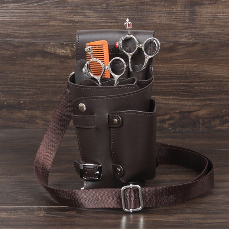Sac en cuir PU pour coiffeur et barbier, étui à Clips pour ciseaux de coiffure, étui avec ceinture d'épaule à la taille
