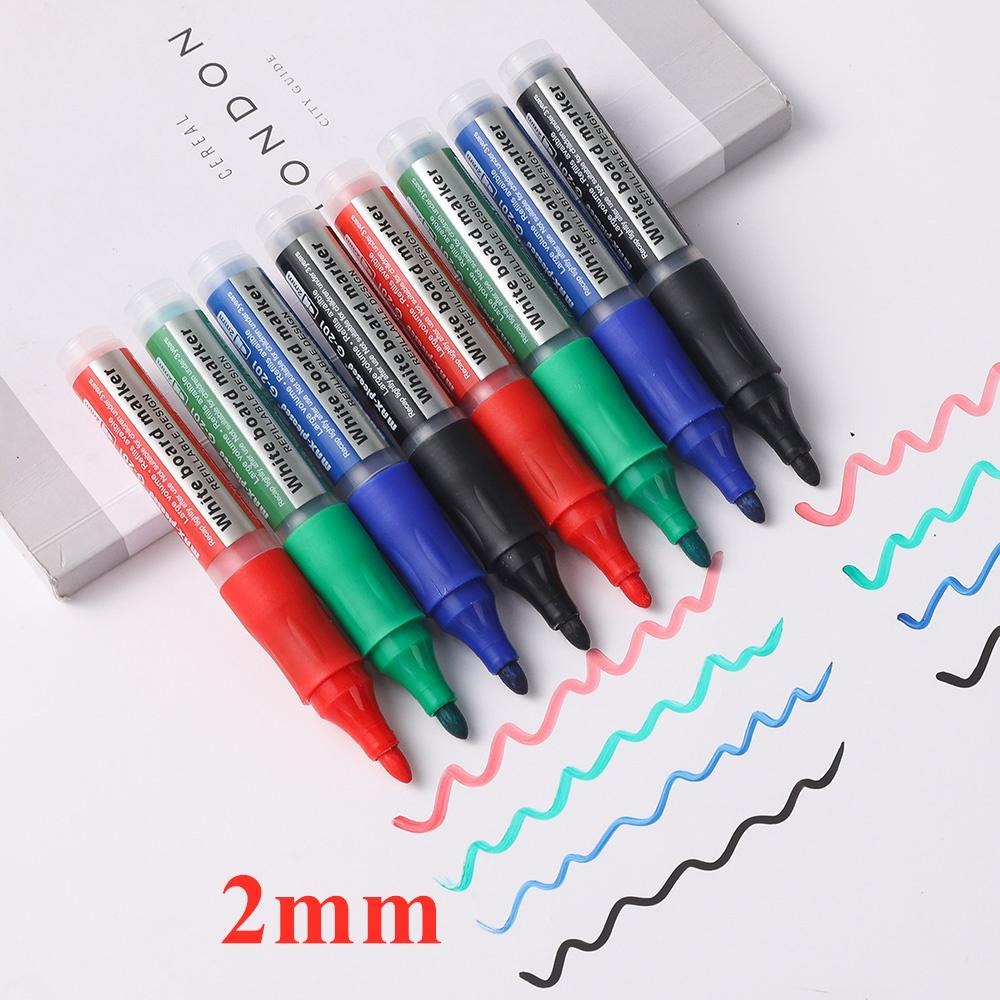 2 bolígrafos + 10 recambios, bolígrafo de pizarra de gran capacidad, marcador recargable negro, rojo, azul y verde, suministros de aprendizaje, papelería escolar y de oficina