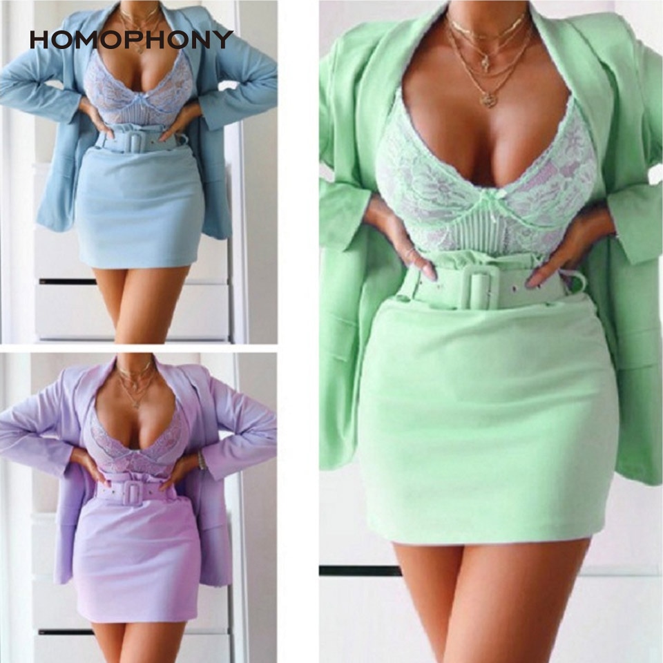Kavaj klänning jacka kostym kvinnor ledig långärmad arbetskostym kappa kontor dam solid slim blazers vestidos conjuntos feminino