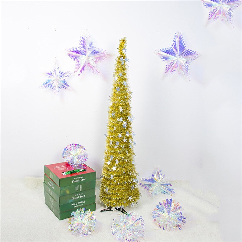 Pentagram pull blomst juletræ foldbart kunstigt juletræ fest dekoration leverer boligindretning: Gul
