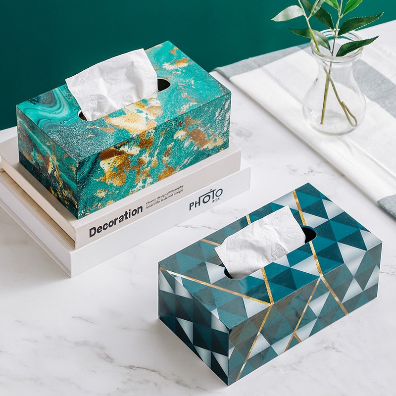 Marble Texture Tissue Box Acrylic Material Desktop Toilet Napkin Holder Office Desk Living Room Bedroom Tissue Protection Box