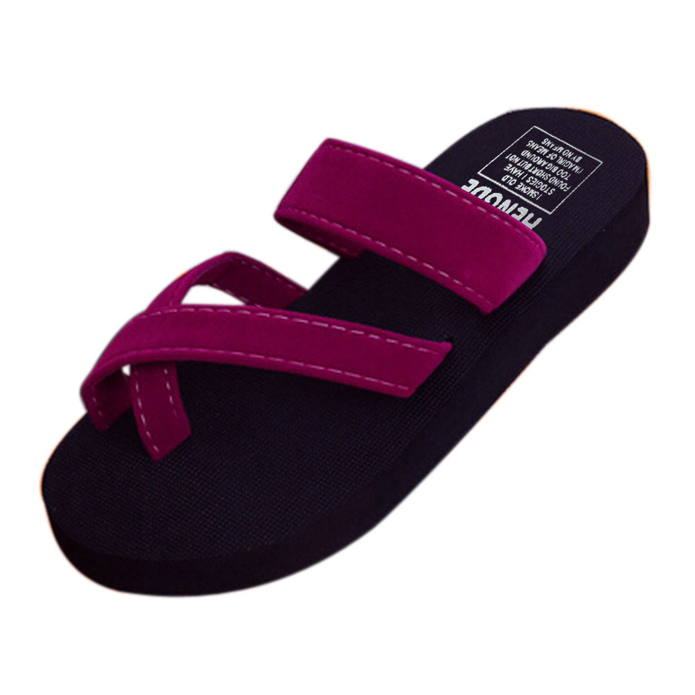 Schuhe Frauen Pantoffel Strand Frauen Sommer Flip-Flops Casual Hausschuhe Flache Sandalen Strand Offene spitze Schuhe zapatos de mujer: Burgunder / 5,5