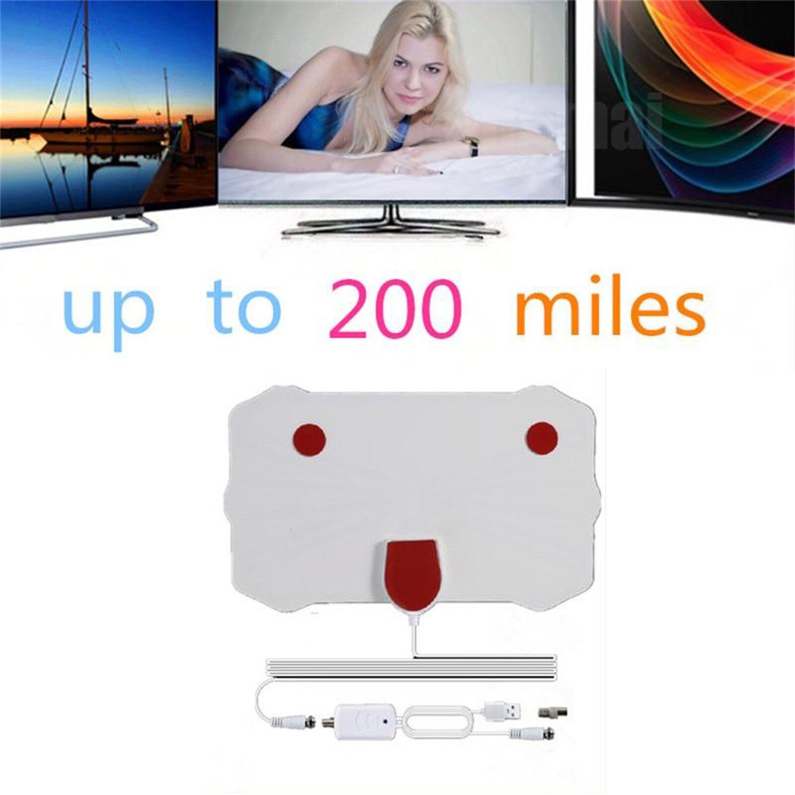 NewSky wire 200 Mile Range Antenna TV Digital HD Skylink 4K Antena Digital Indoor HDTV 1080P HD TV With Amplifier Signal Booster