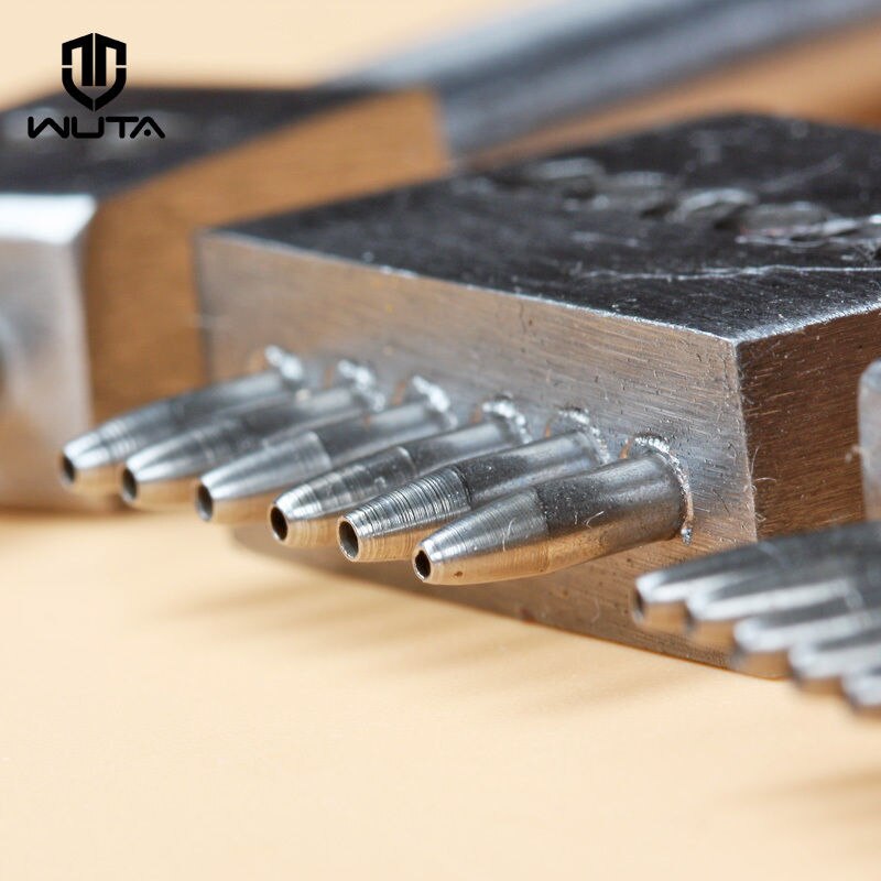 Wuta 1Mm Leather Craft Ronde Gat Punch Rij Prong Stiksels Cutter Gereedschap Hand Naaien Gat 2/6 Gaten 4/5/6/8Mm Afstand