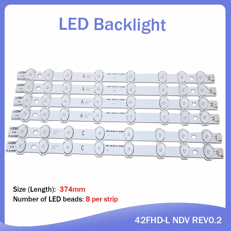 Led-hintergrundbeleuchtung streifen für hitachi 42 " zoll  tv 374mm 8 lampe innotek 42 fhd-l ndv rev 0.2 42 hxt 12u ves 420 undl -n01 42 hxt 12u led 42 f 7275