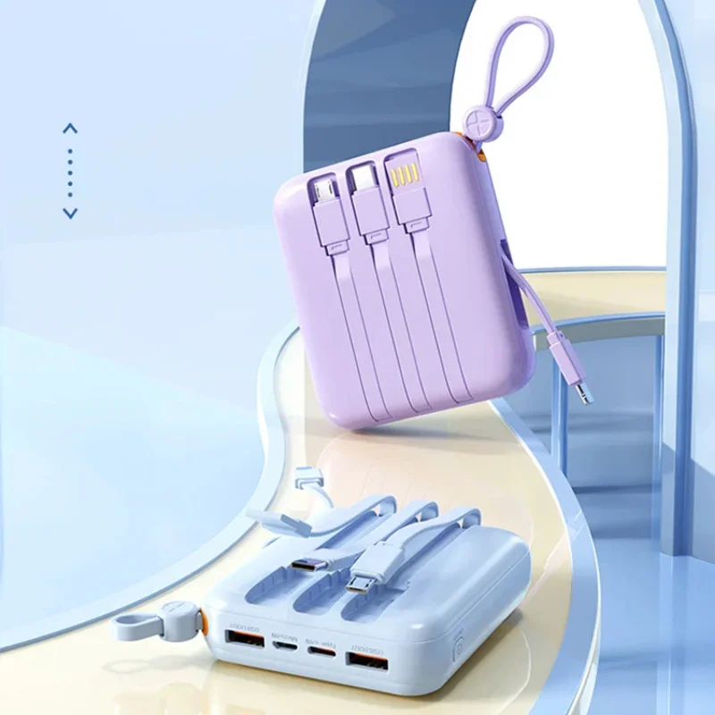 50000mah 120W Outdoor Portable Powerbank Fast Charging PD20W Power Bank Mini Compact Battery Charger Comes With Four Wire