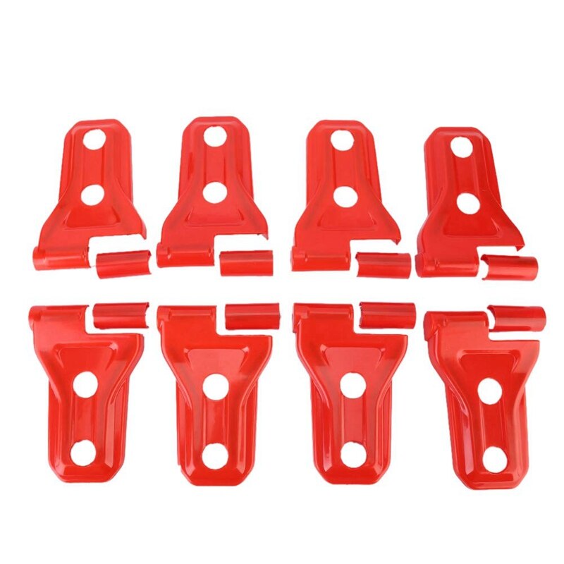 Door Hinge Cover, 8 ABS Chrome Plated Side Door Hinge Cover Exterior Molding Trims for Jeep Wrangler JL Red