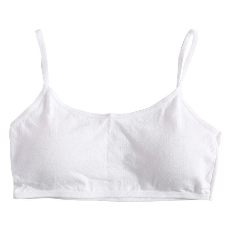 Young Girls Solid Soft Cotton Bra Puberty Teenage Breathable Underwear Kid Cloth: White