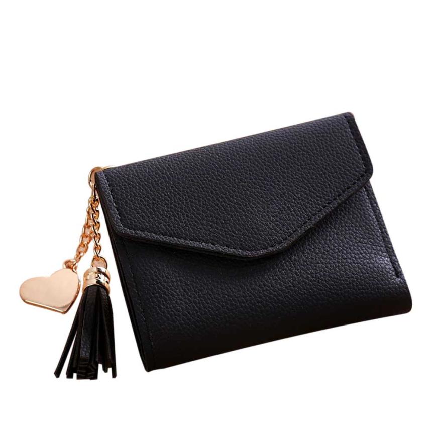 Donne portafogli Semplice Breve Nappa Borsa Della Moneta Titolari di Carte di portafogli di qualità eccellente portefeuille femme cartera mujer: Black