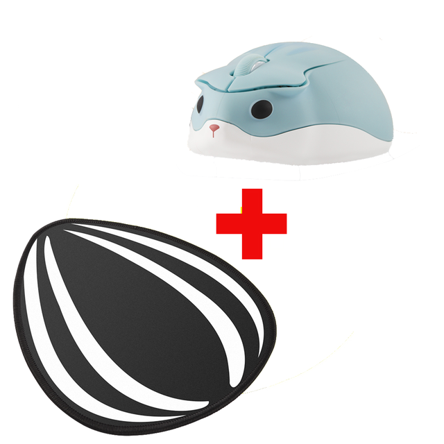 Leuke Cartoon Draadloze 2.4G Muis Hamster Mause Ergonomische 3D Optische Kids Kantoor Computer Muizen Voor Pc laptop: Blue Mouse And Pad