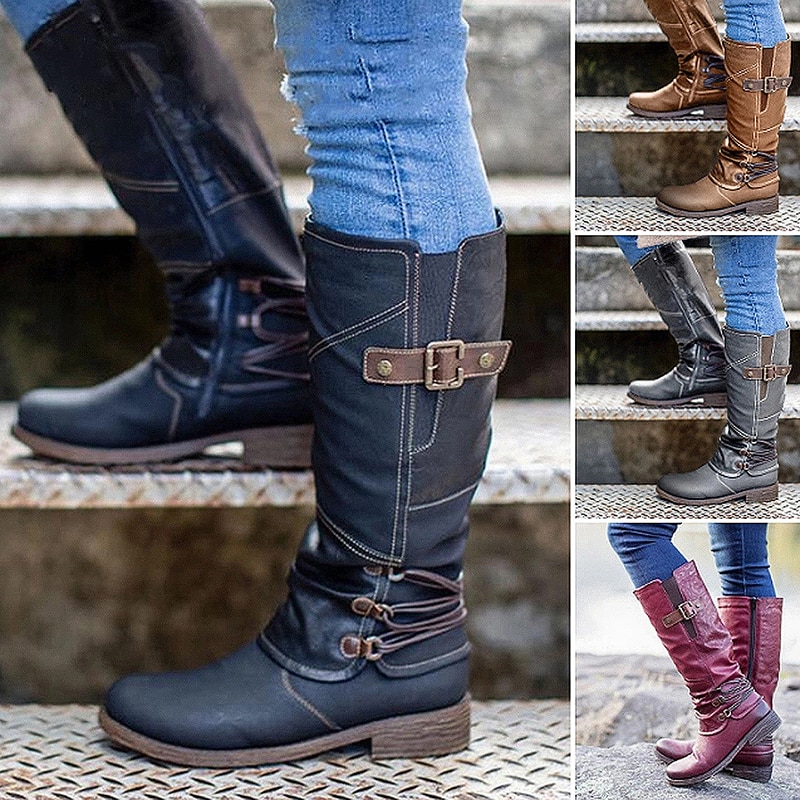 Femmes décontracté Martin bottes femmes bottes plates bas femme cheville chaussures femme grande taille à lacets chaussures de