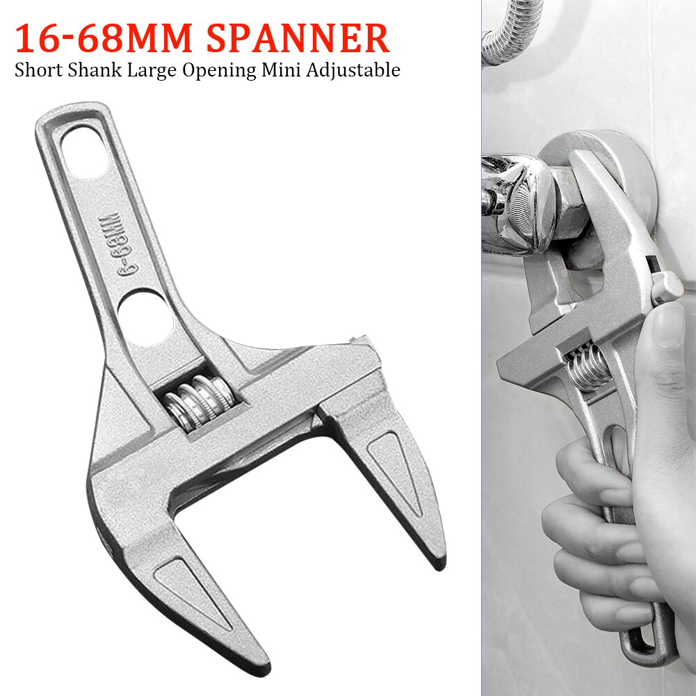 16-68mm Aluminium Alloy Snap Short Shank Key Nut Adjustable Spanner Multifunction Repair Tools Mini Universal Home Large Opening