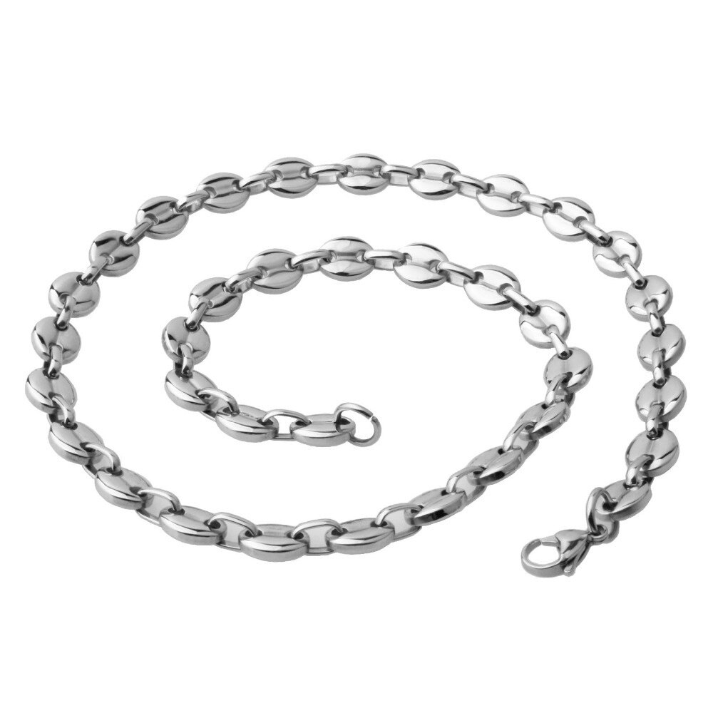 Collar Punk Rock dorado para hombre, cadena de eslabones, cuentas de café de Metal de , joyería: PLATEADO