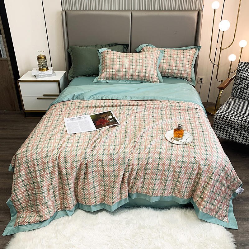 Nordic Stijl Splash Inkt Patroon Zomer Quilts Sprei Volwassenen Airconditioning Gewatteerde Dekbed Luipaard Zijdeachtige Dekbed Alleen: G / 150x200cm (1pc)