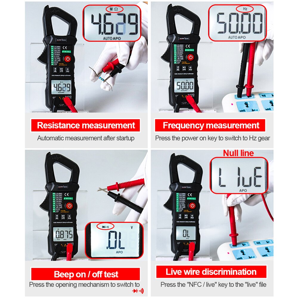 AC DC Clamp Multimeter Clamp Meter Intelligent Automatic Identification Measurement AC DC Voltage Meters