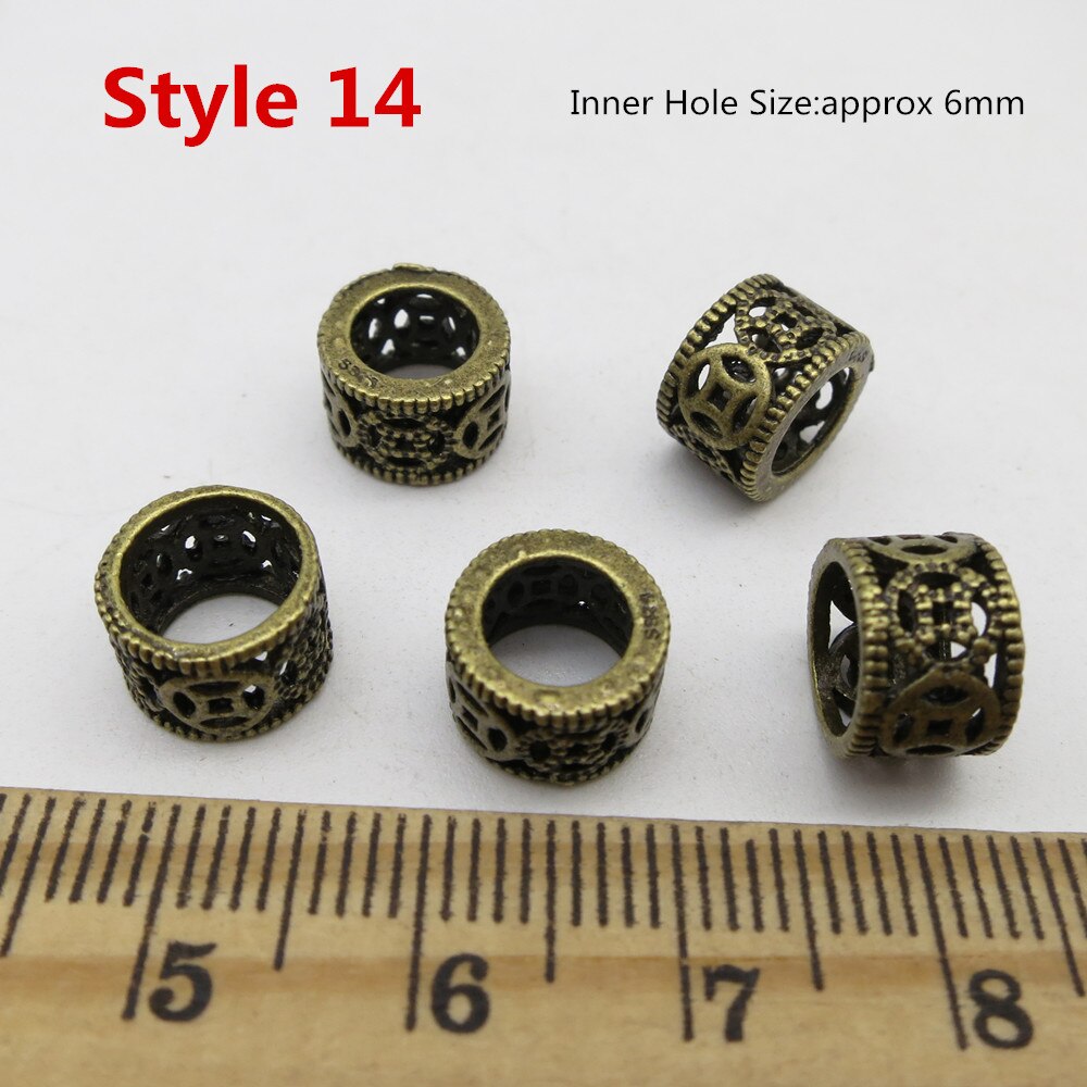 5 st olika stilar viking rune hår fläta dread beard dreadlock pärlor ringar tub för kvinnor män tillbehör: 5 st stil 14