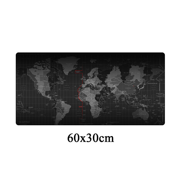 Grote xl gaming muismat met wereldkaart, afsluitbare rand, antislip voor computer, grote gaming muismat, rubberen notebook, toetsenbord, bureaumat: 6030cm
